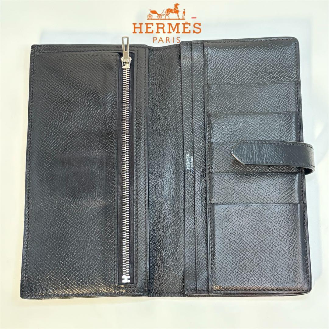 A130 エルメス 【美品】べアンスフレ 長財布 黒