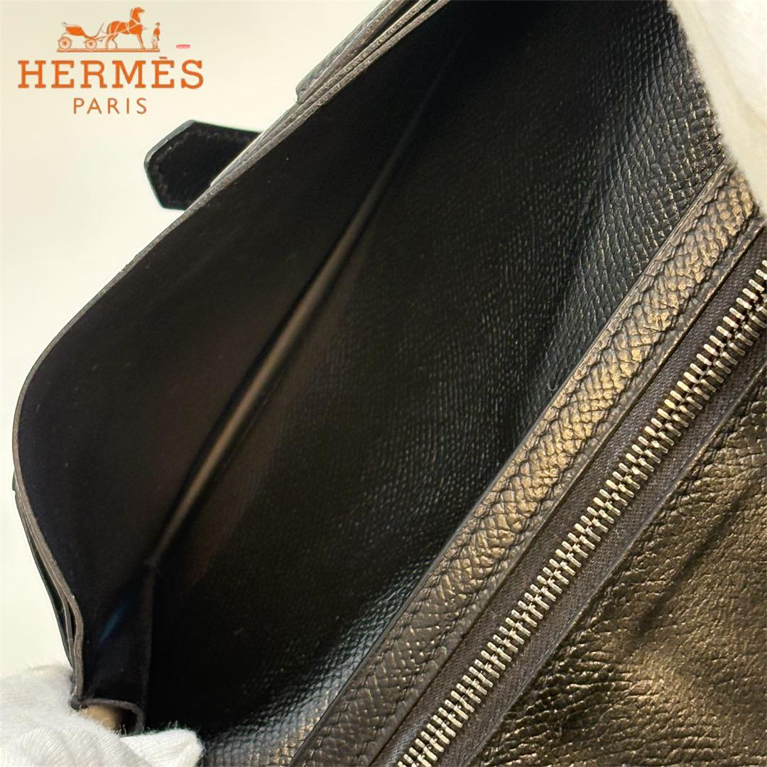 A130 エルメス 【美品】べアンスフレ 長財布 黒