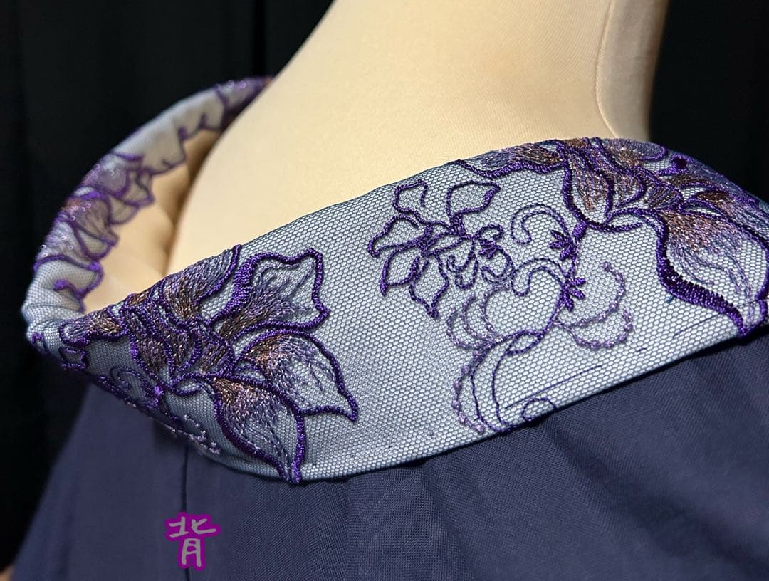 半襦袢　お裾除けセット　筒袖　いちごいちえオリジナル　簡易衣紋抜き付き（紺）