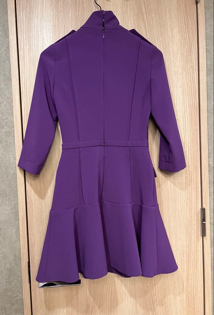 【美品】エリザベッタフランキ 金ボタン ロゴ パープル ドレス ワンピース 高級