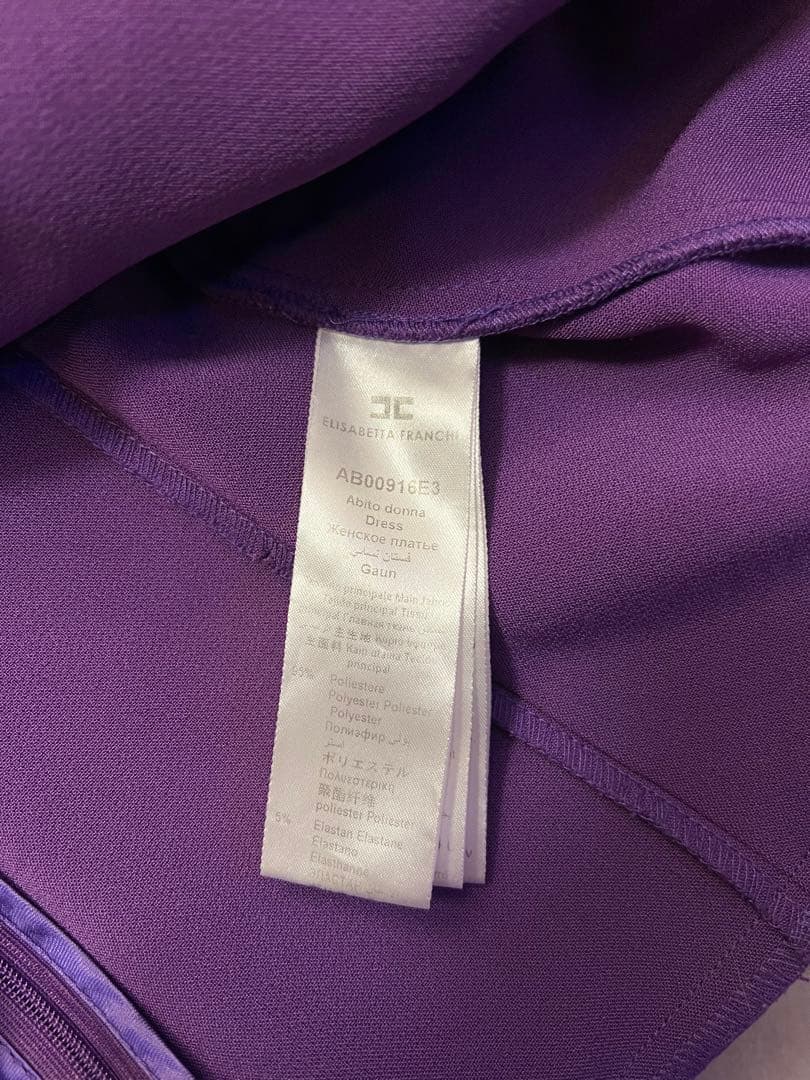 【美品】エリザベッタフランキ 金ボタン ロゴ パープル ドレス ワンピース 高級