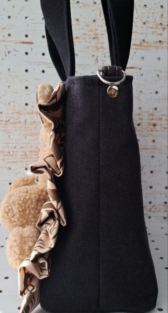 黒*こ様 コヤンイサムチョン　バミ　デニムリメイクフリルトートバッグ