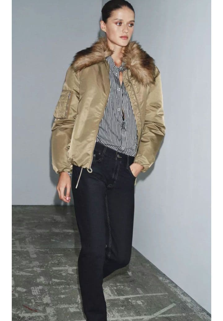 ZARA フェイクファー襟ボンバージャケット ZW COLLECTIO 完売品