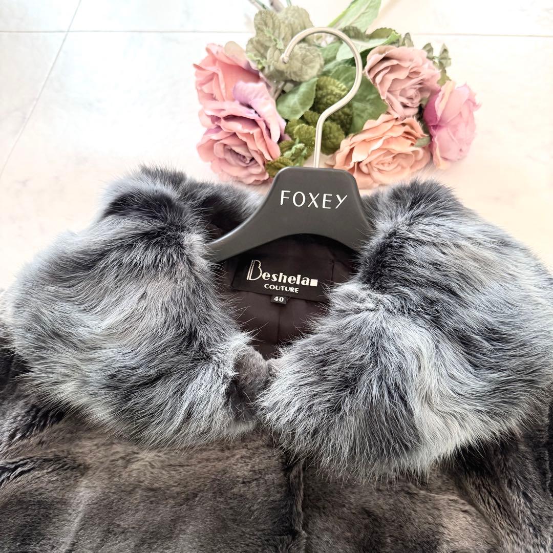 近年物 チンチラ染め ロシアリス リアルファー クロップド ボレロ 毛皮 40