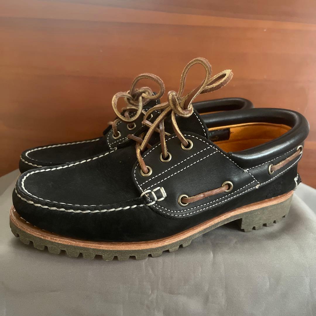 ティンバーランド ブラックレザー デッキシューズ 19529 25cm
