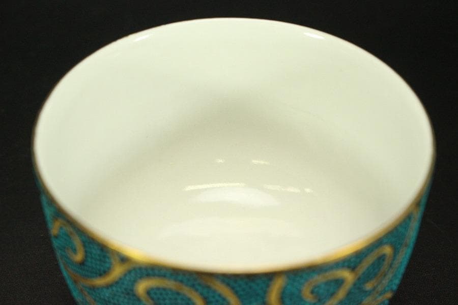 九谷焼 香茶器 急須 蓋碗 金彩 良山作 木箱付(メ1334)