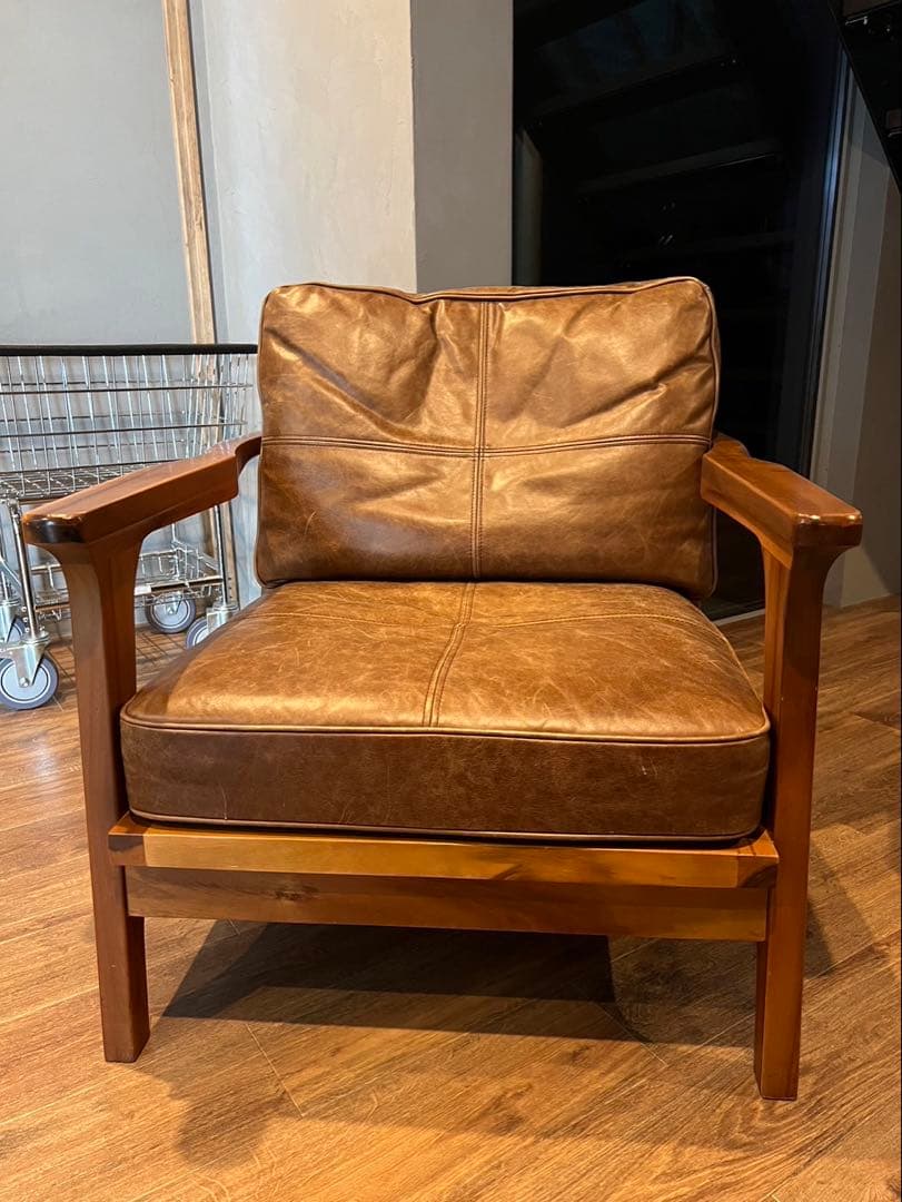 ☆WTWダブルティー☆TISMOティズモ☆1人掛けソファ☆レザーとストライプ☆