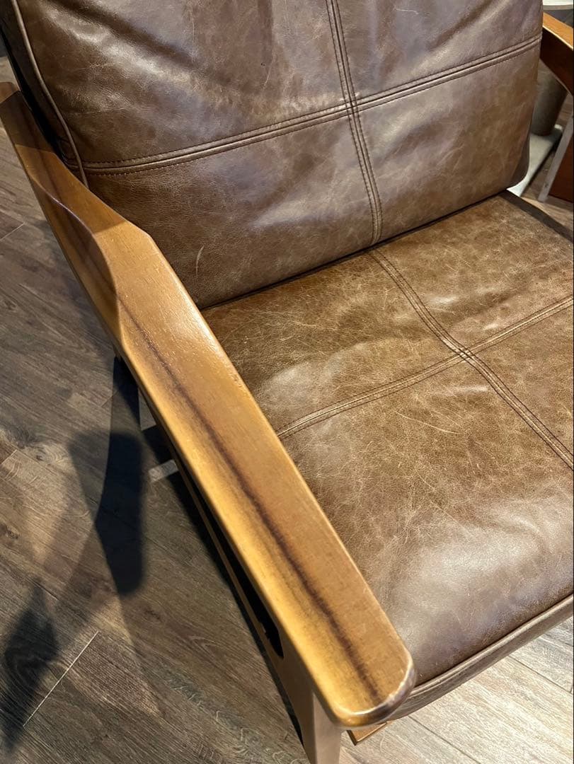 ☆WTWダブルティー☆TISMOティズモ☆1人掛けソファ☆レザーとストライプ☆