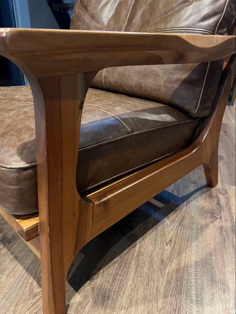 ☆WTWダブルティー☆TISMOティズモ☆1人掛けソファ☆レザーとストライプ☆