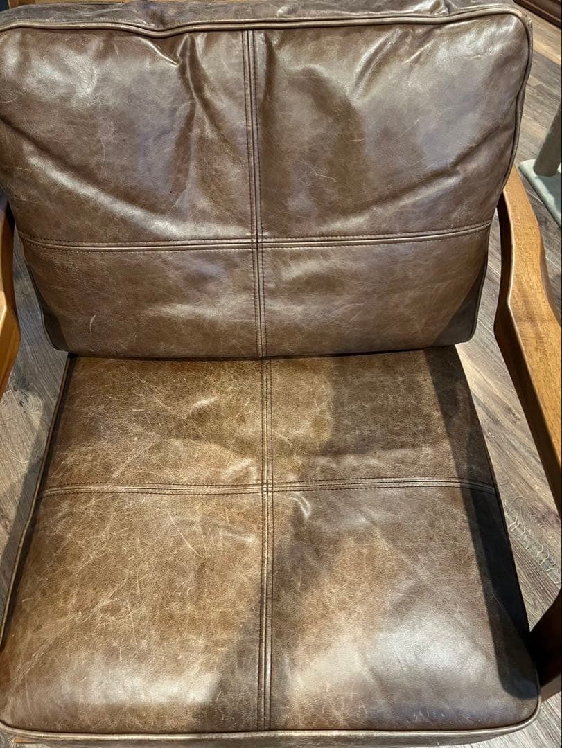 ☆WTWダブルティー☆TISMOティズモ☆1人掛けソファ☆レザーとストライプ☆