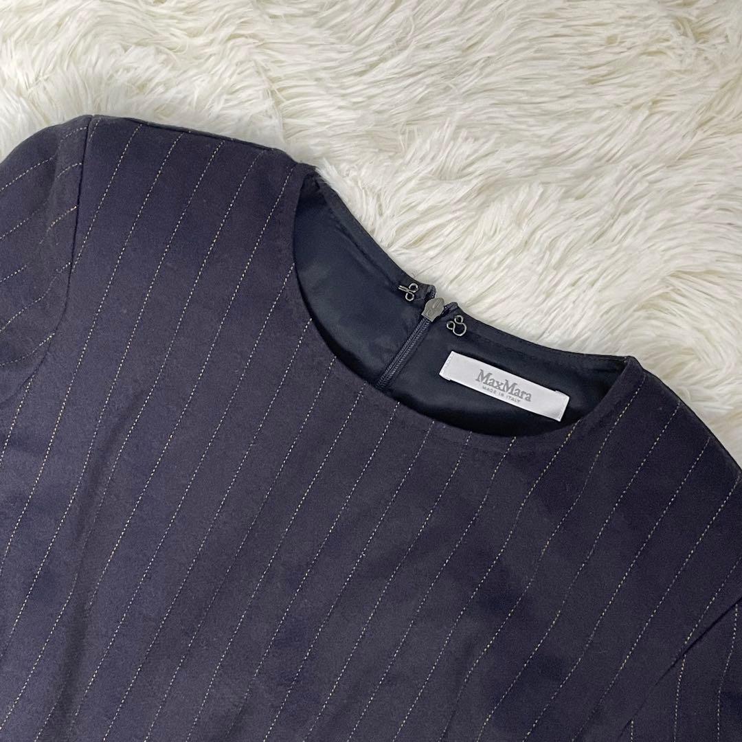 美品 MaxMara マックスマーラ ワンピース フォーマル ストライプ 白タグ