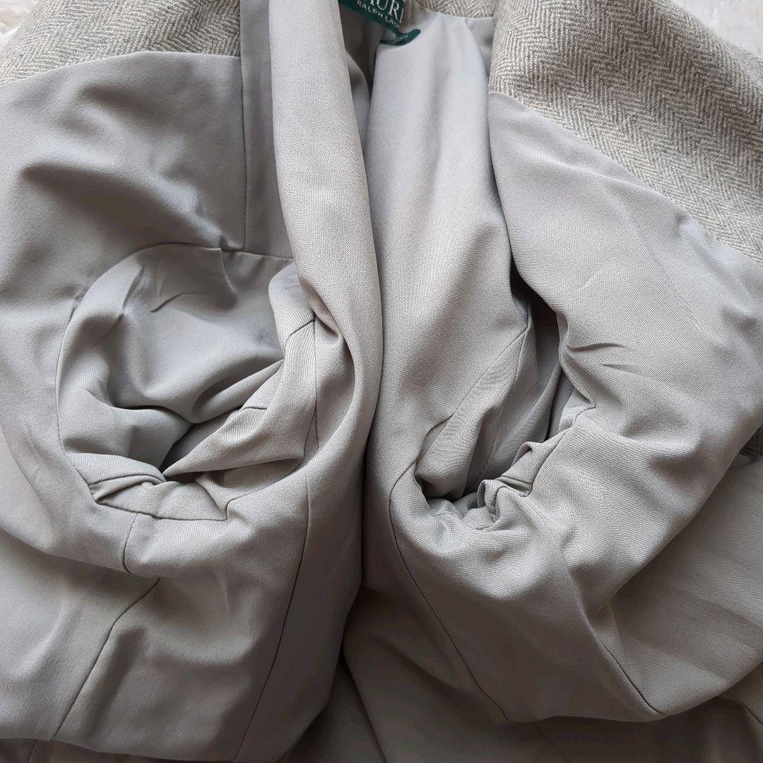 美品 ローレンラルフローレン ヘリンボーンブレザー 銀ボタン グレー M