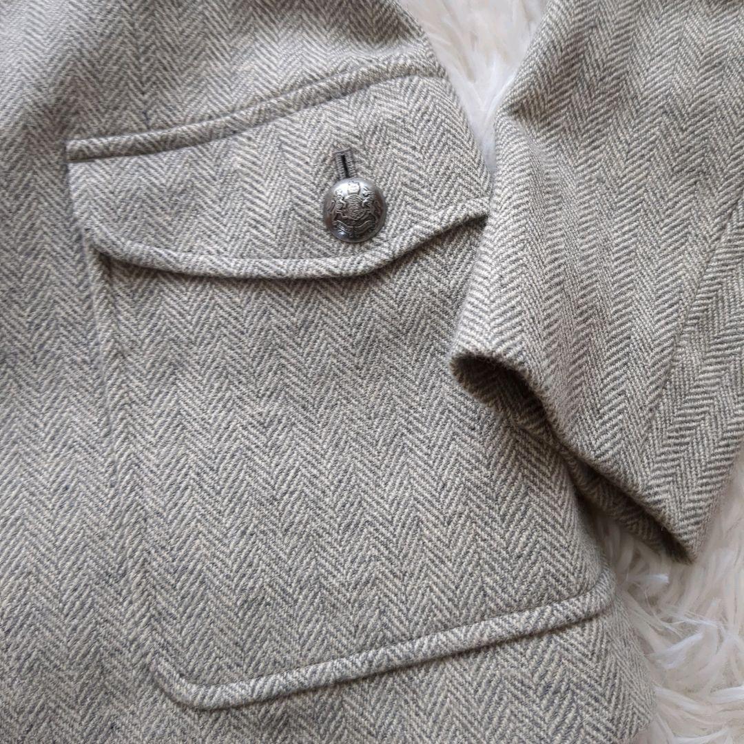 美品 ローレンラルフローレン ヘリンボーンブレザー 銀ボタン グレー M