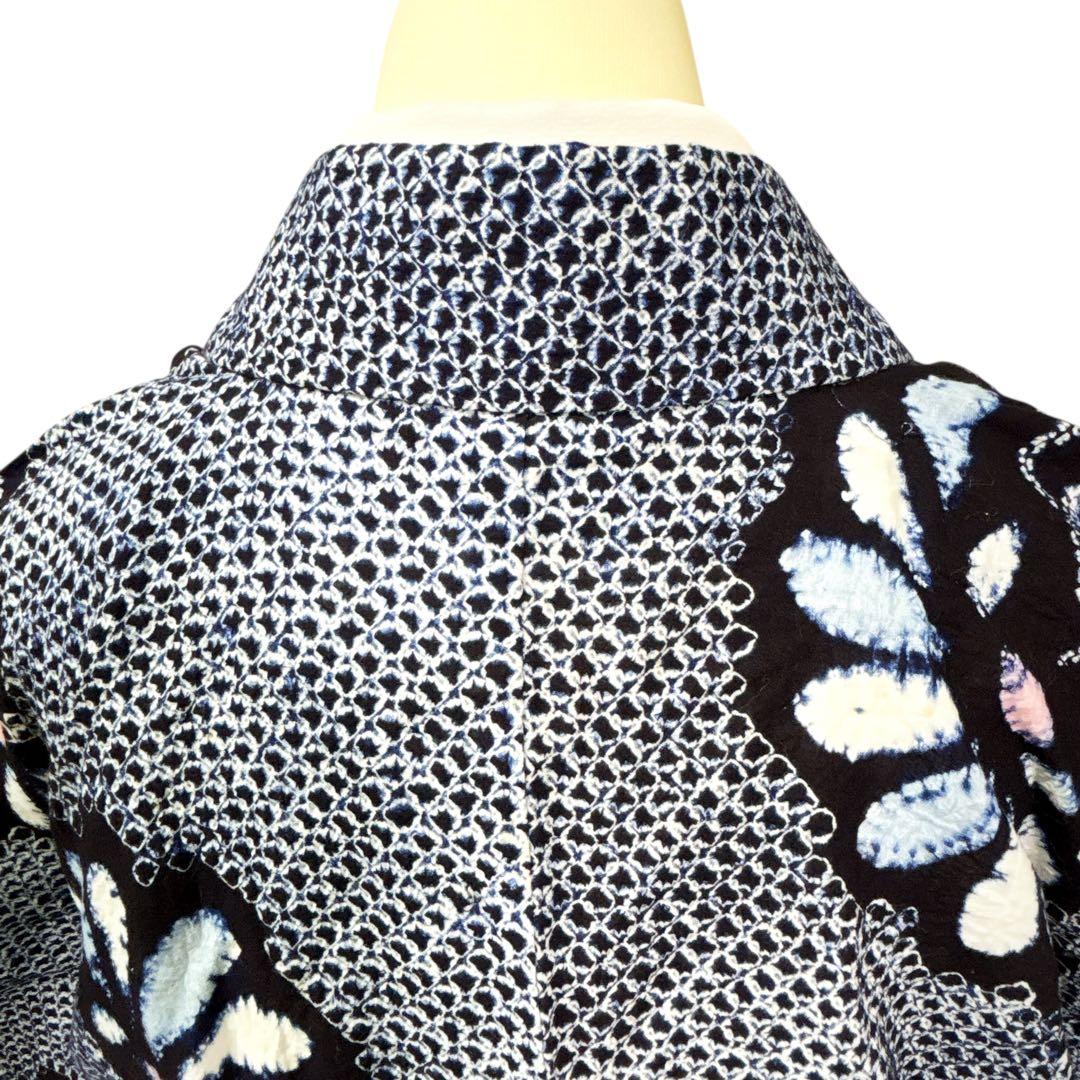 A73有松鳴海絞り 高級浴衣 花 綿　夏着物