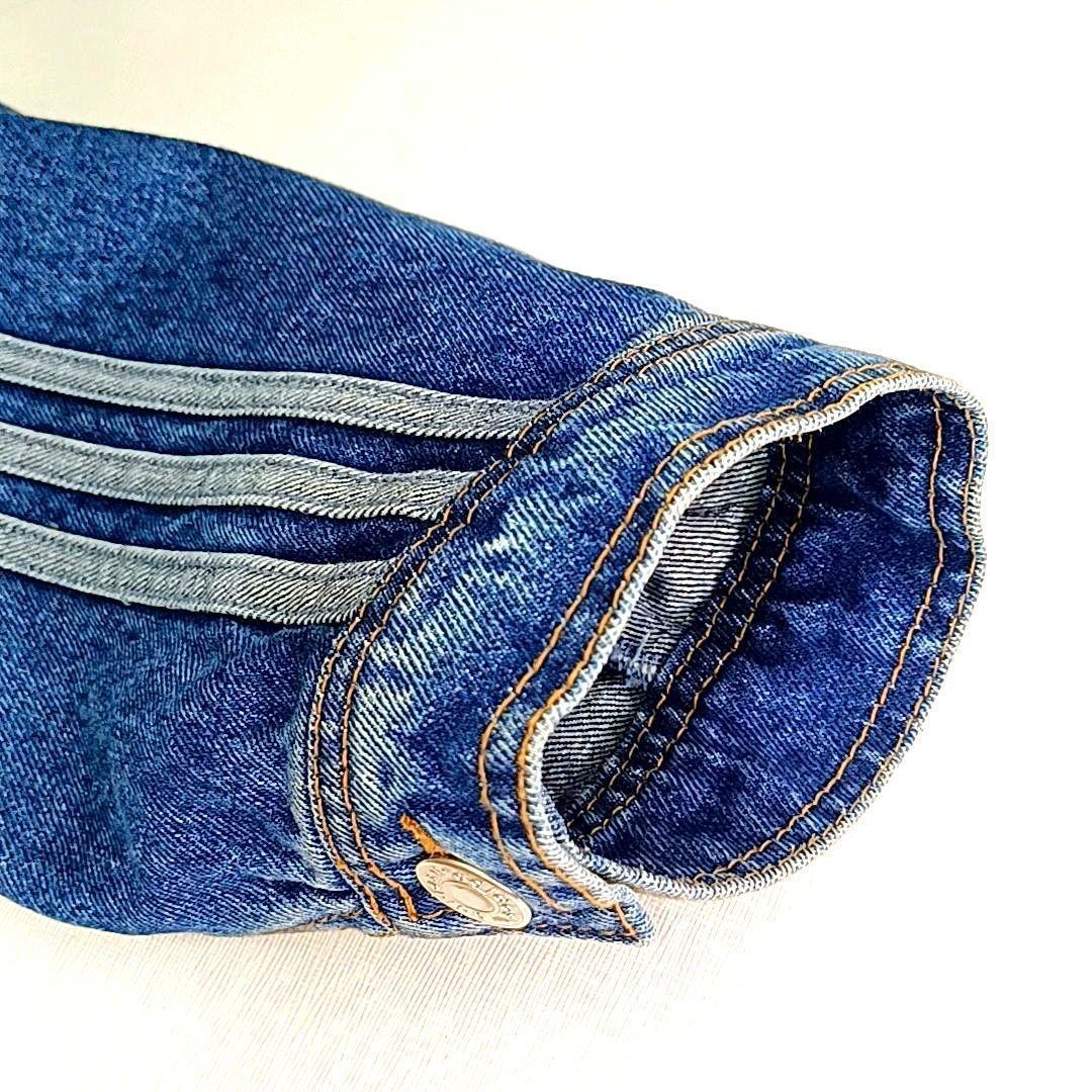 【美品★2XL】アディダス　花柄　刺繍　短丈　デニムジャケット　Y2K