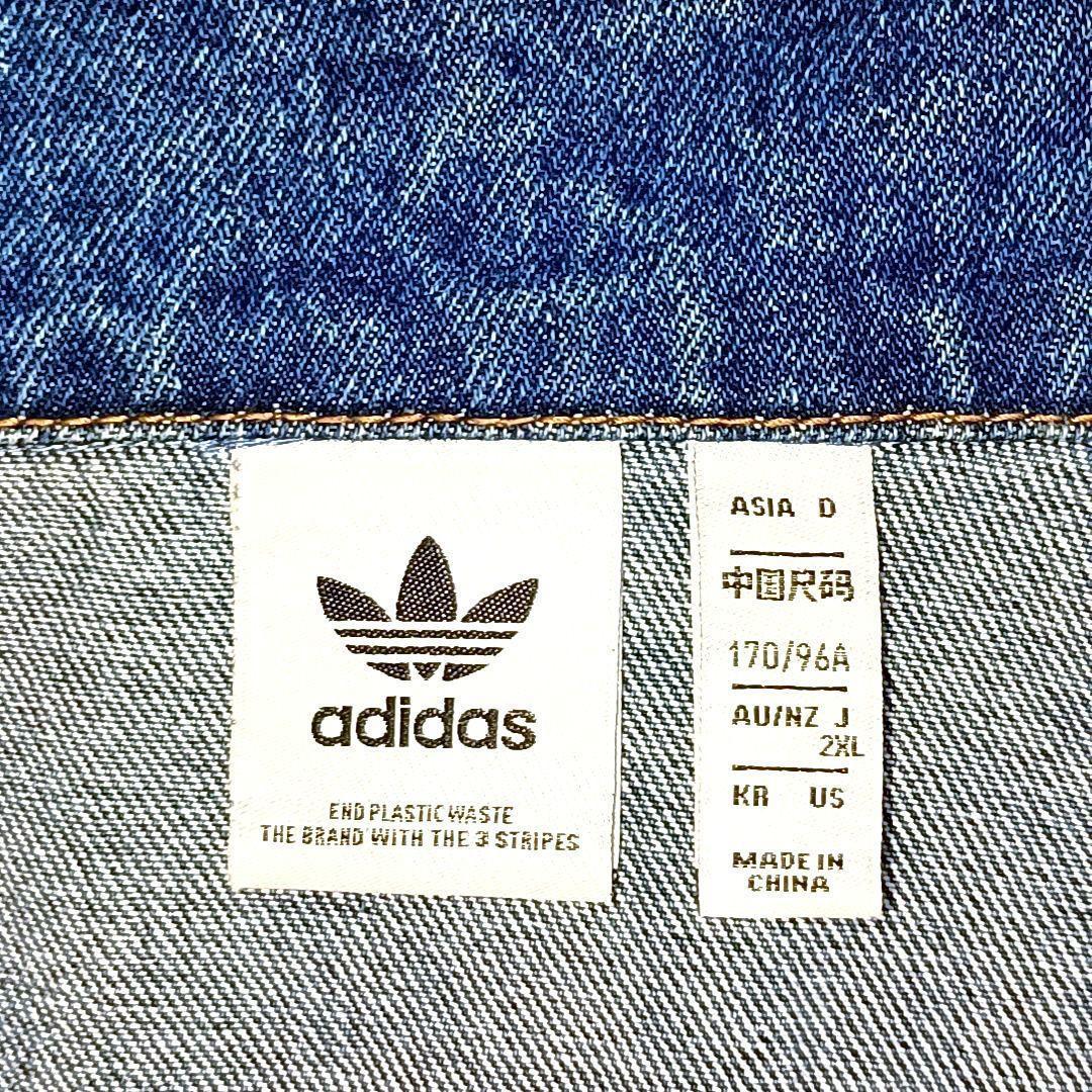 【美品★2XL】アディダス　花柄　刺繍　短丈　デニムジャケット　Y2K