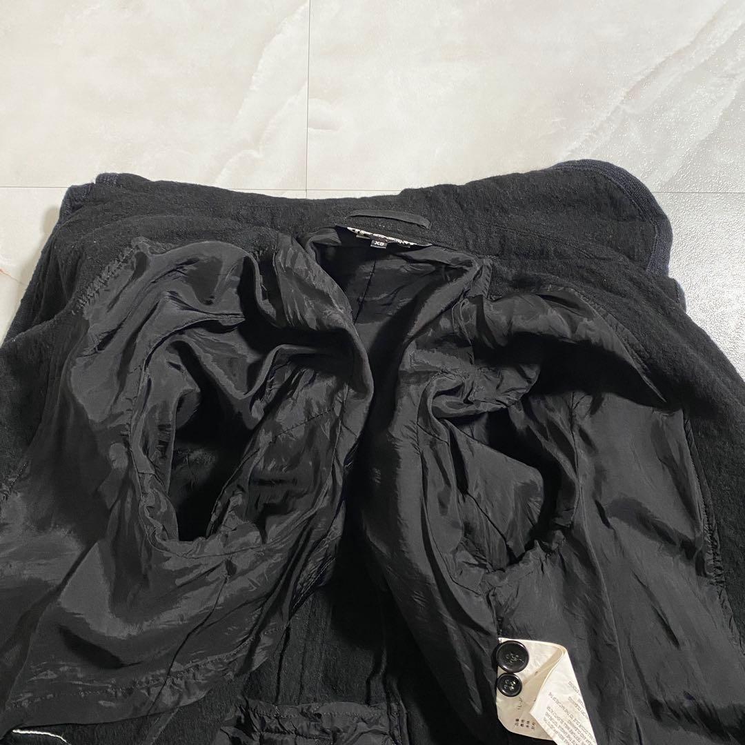B18137 ブラックコムデギャルソン ファーパッチウール縮絨ジャケット 黒XS