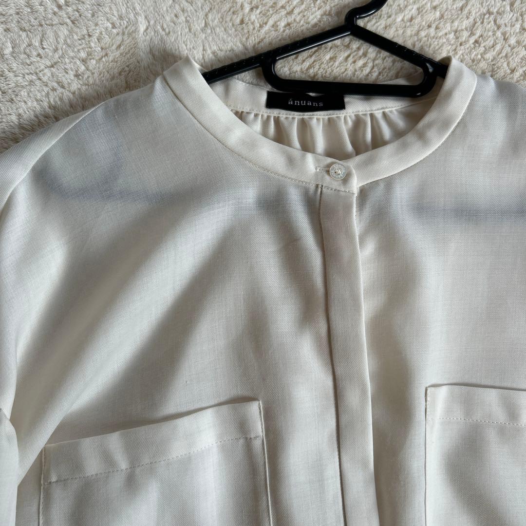 アニュアンス　シアーボリュームスリーブブラウス　アイボリー　シャツ　ブラウス