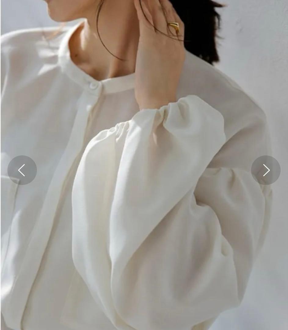 アニュアンス　シアーボリュームスリーブブラウス　アイボリー　シャツ　ブラウス