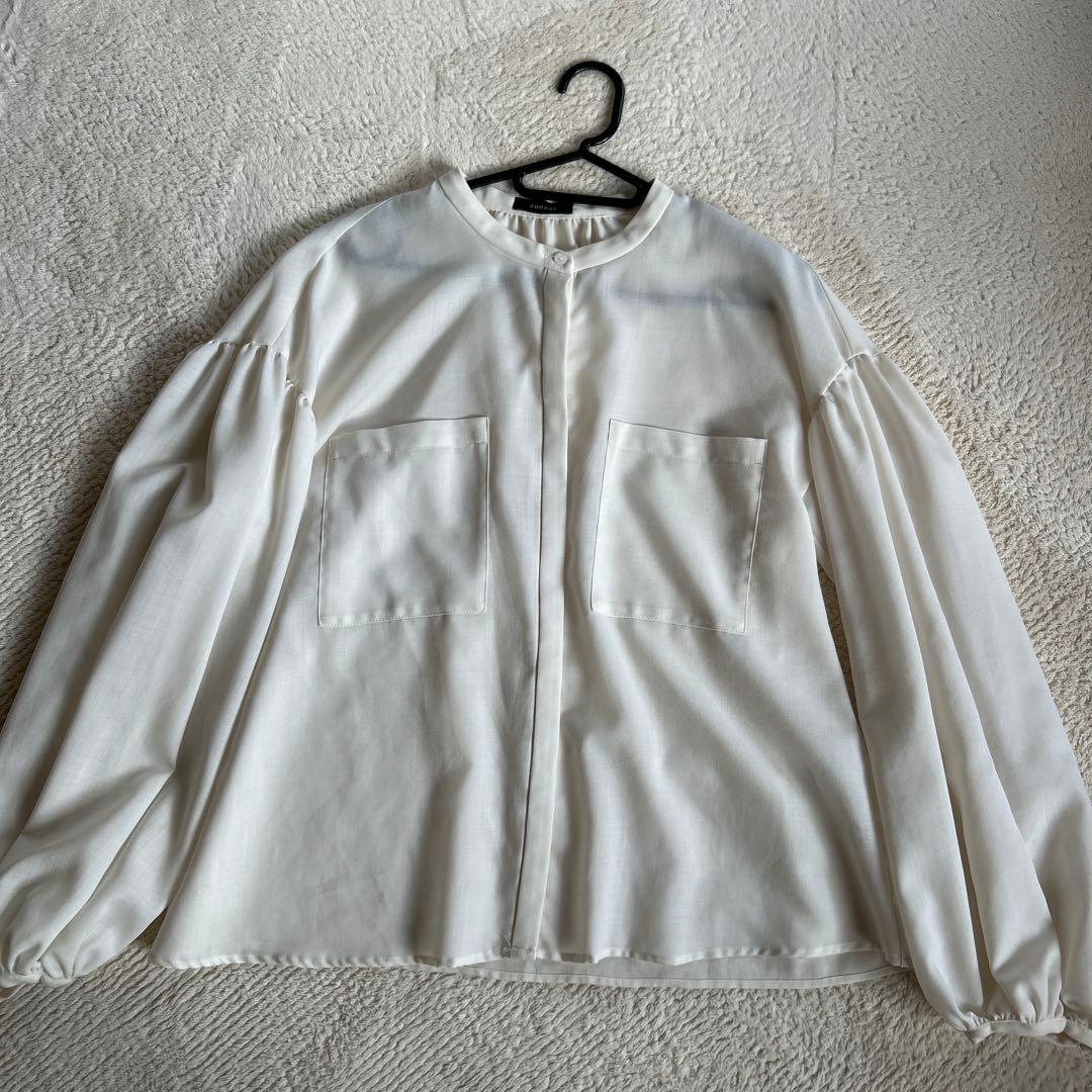 アニュアンス　シアーボリュームスリーブブラウス　アイボリー　シャツ　ブラウス