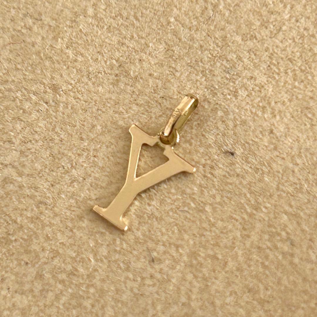 K18YG イニシャル アルファベット Y トップ ヘッド チャーム 新品