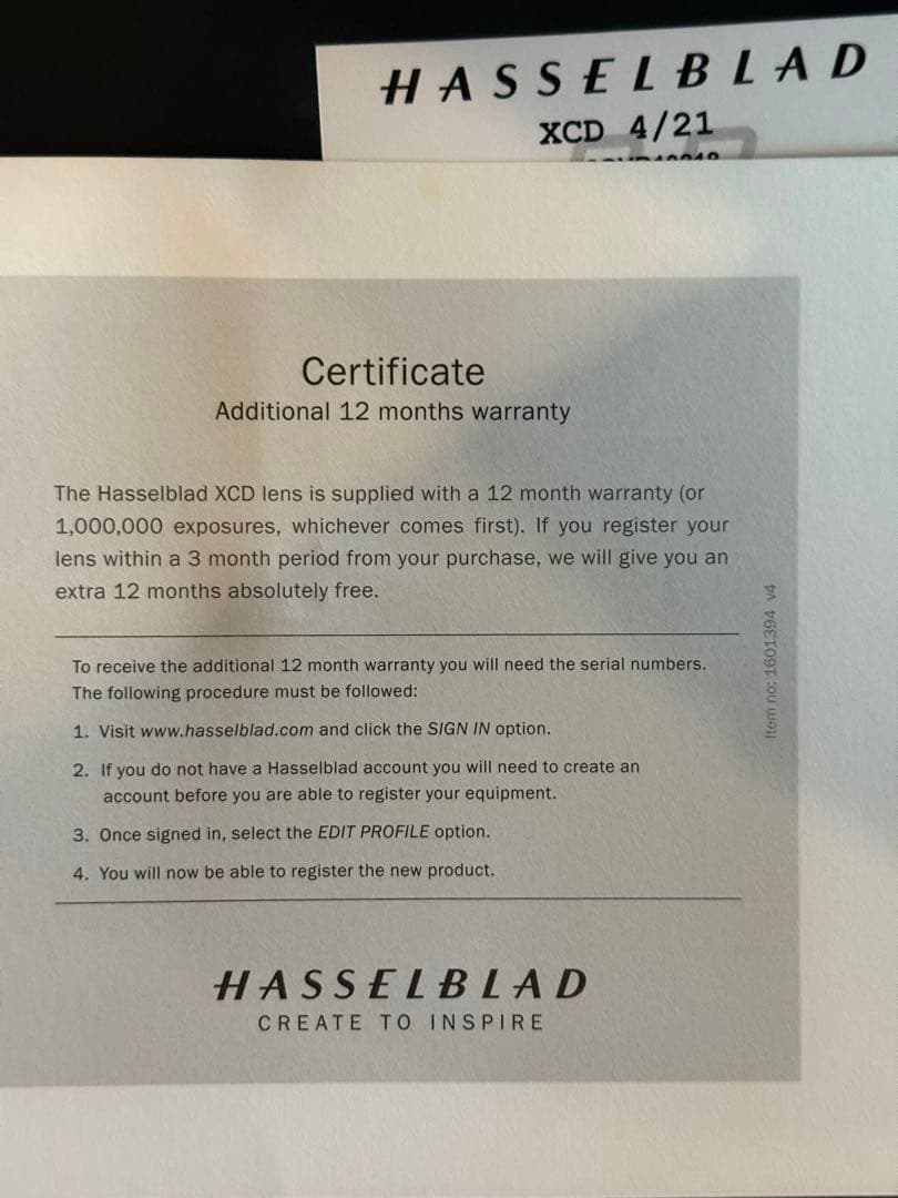 Hasselblad ハッセルブラッド Lens XCD f4/21mm