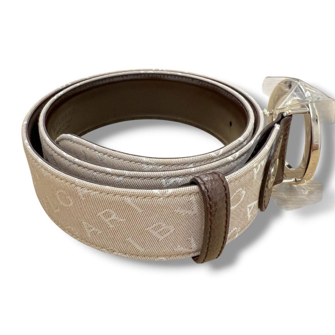 ☆BVLGARI ブルガリ ベルト ベージュ シルバー金具 サークル