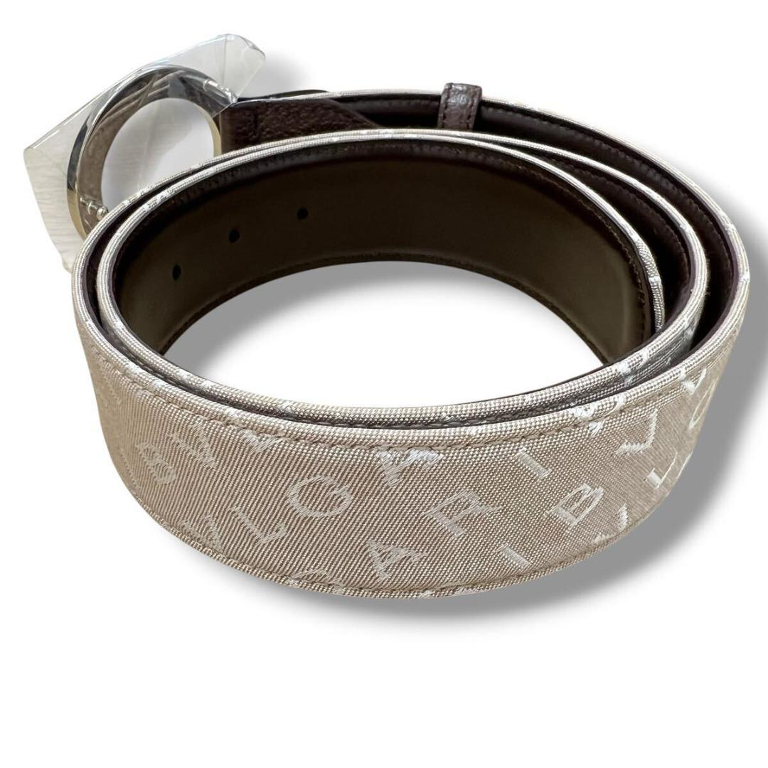 ☆BVLGARI ブルガリ ベルト ベージュ シルバー金具 サークル