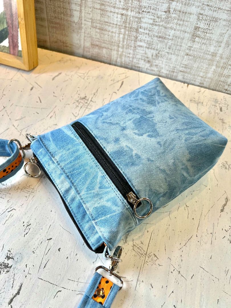 ロラライハリス♡SSライトブルーWデニム♡刺繍のサコッシュ♡ポシェット♡