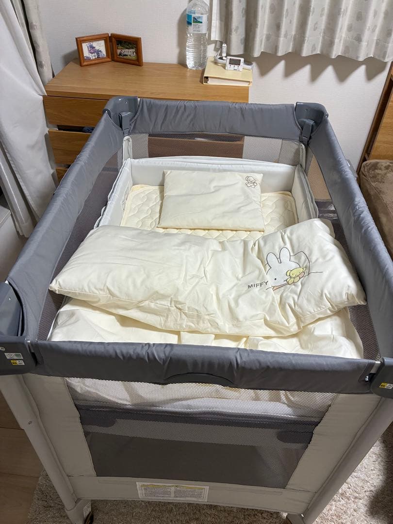 Aprica ベビーベッド グレー➕布団セット