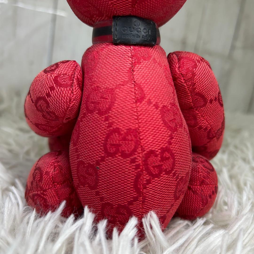 GUCCI テディベア ぬいぐるみ グッチ GG柄 クマ くま GG 赤　レッド