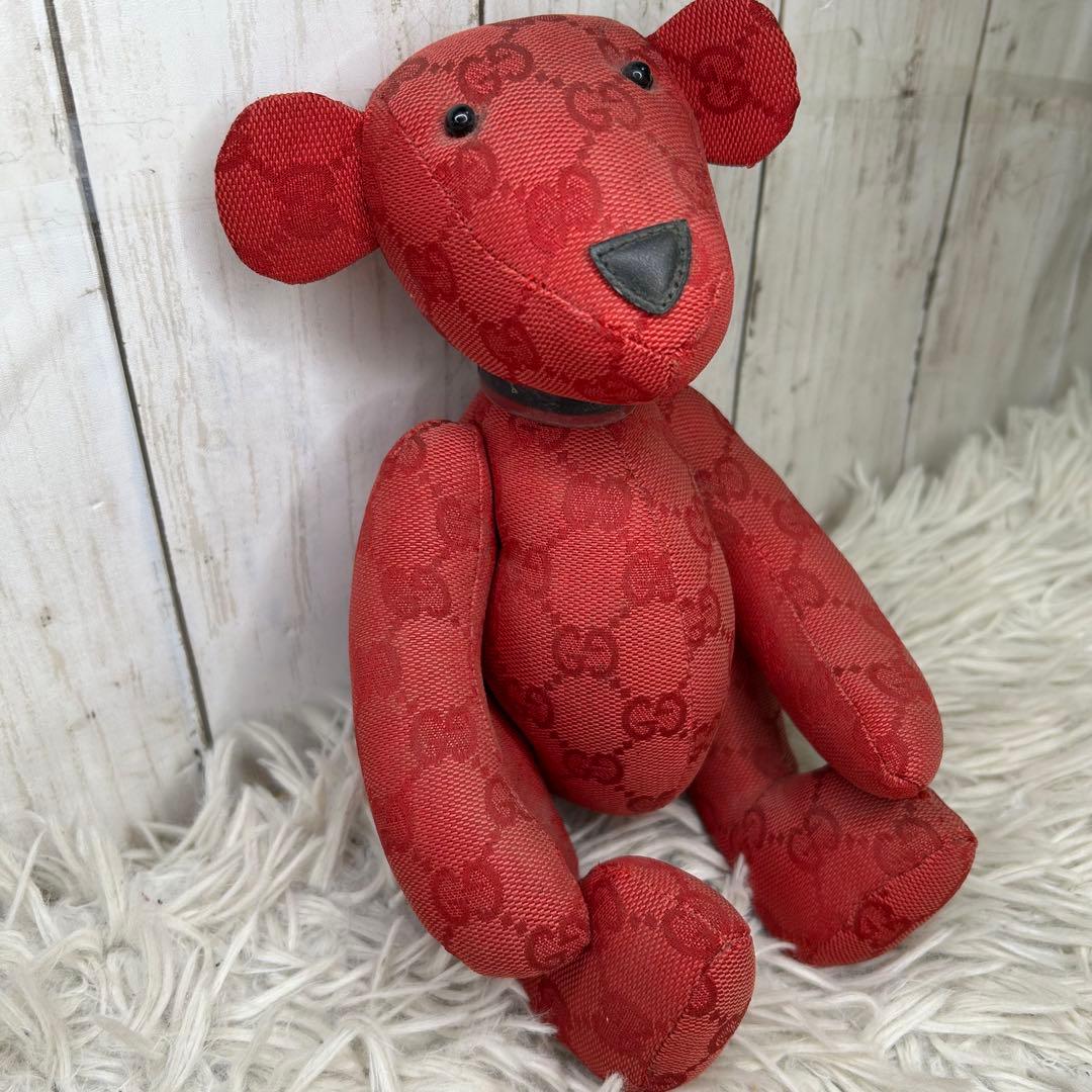 GUCCI テディベア ぬいぐるみ グッチ GG柄 クマ くま GG 赤　レッド