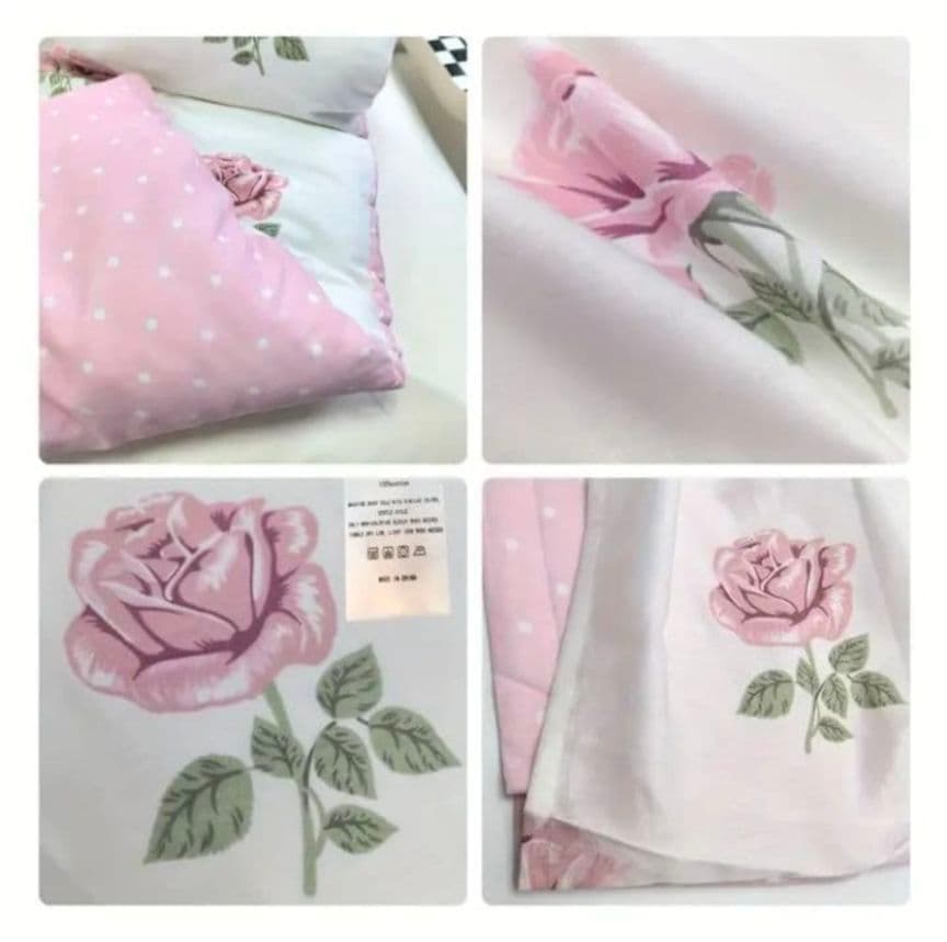 新品★綿100%白ピンク薔薇ピンク水玉ダブル掛け布団カバー枕カバー２枚3枚セット