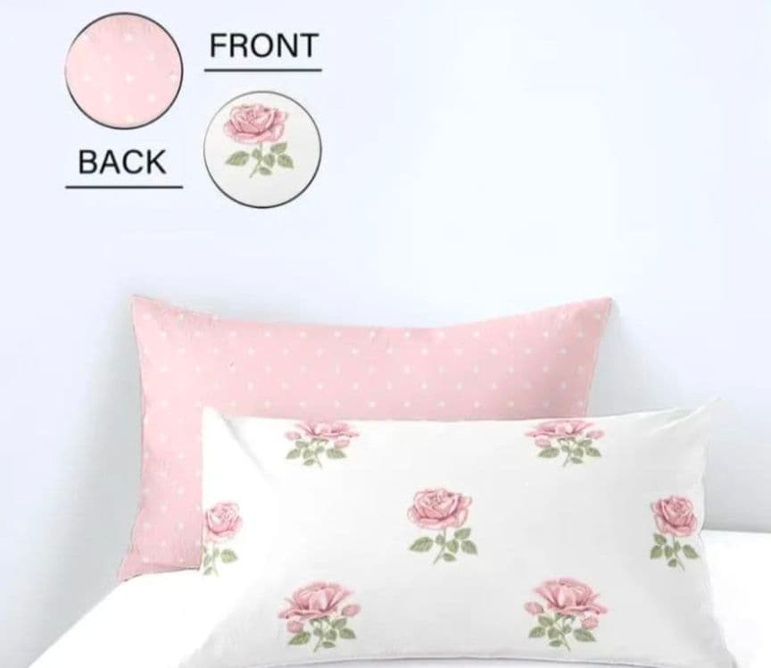 新品★綿100%白ピンク薔薇ピンク水玉ダブル掛け布団カバー枕カバー２枚3枚セット