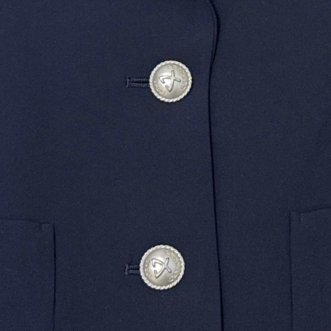 レオナール　テーラードジャケット　裏地総柄　花柄　大きいサイズ42 トリム　紺色