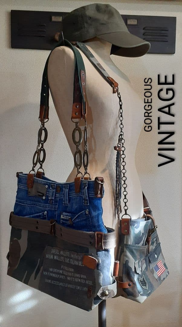 ミリタリーリメイク ★★★ GORGEOUS VINTAGE 肩掛けトート&…