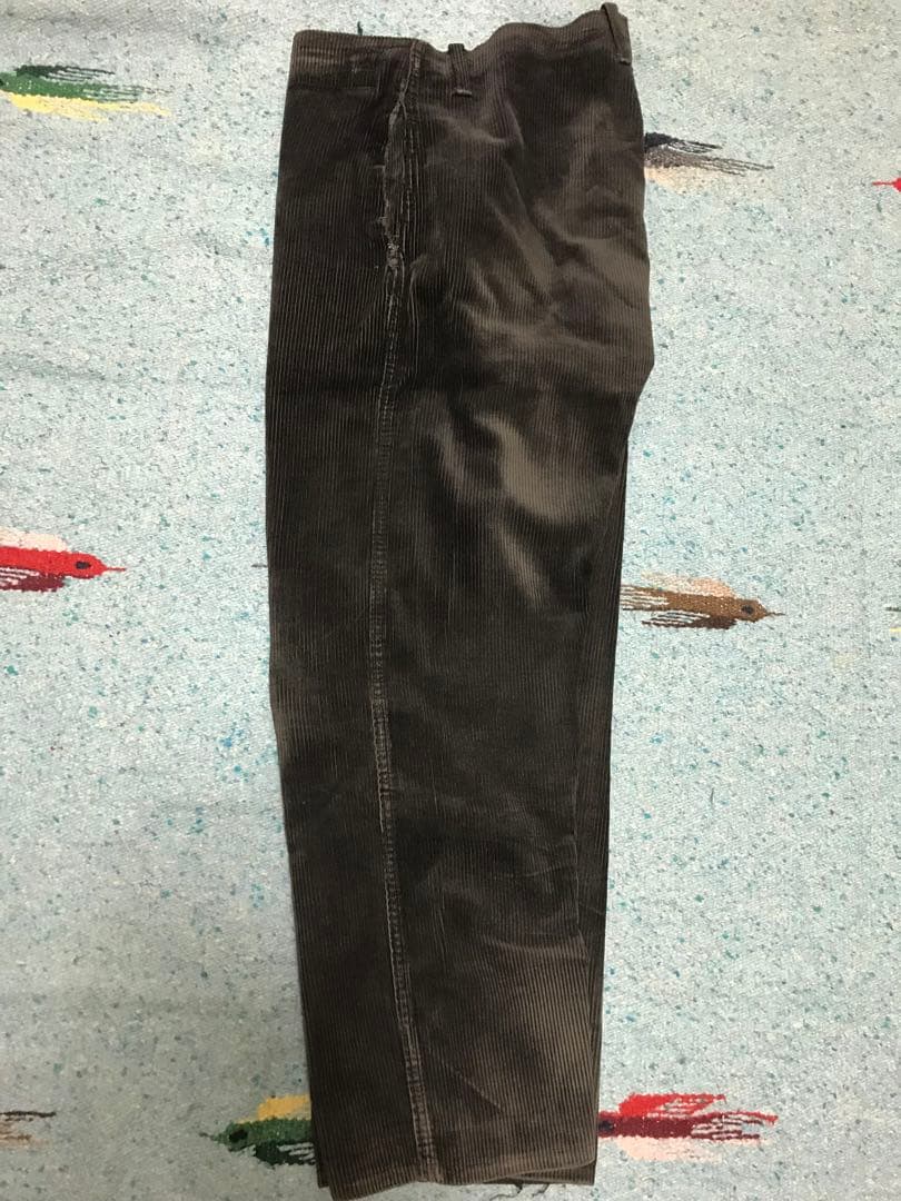 40s ブラック フェード 太畝 黒コーデュロイ ワークパンツ フランス ユーロ