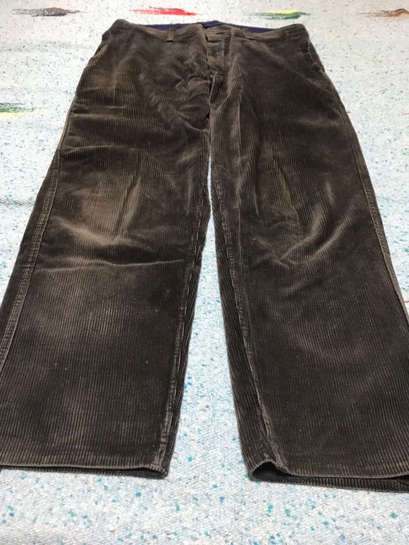 40s ブラック フェード 太畝 黒コーデュロイ ワークパンツ フランス ユーロ