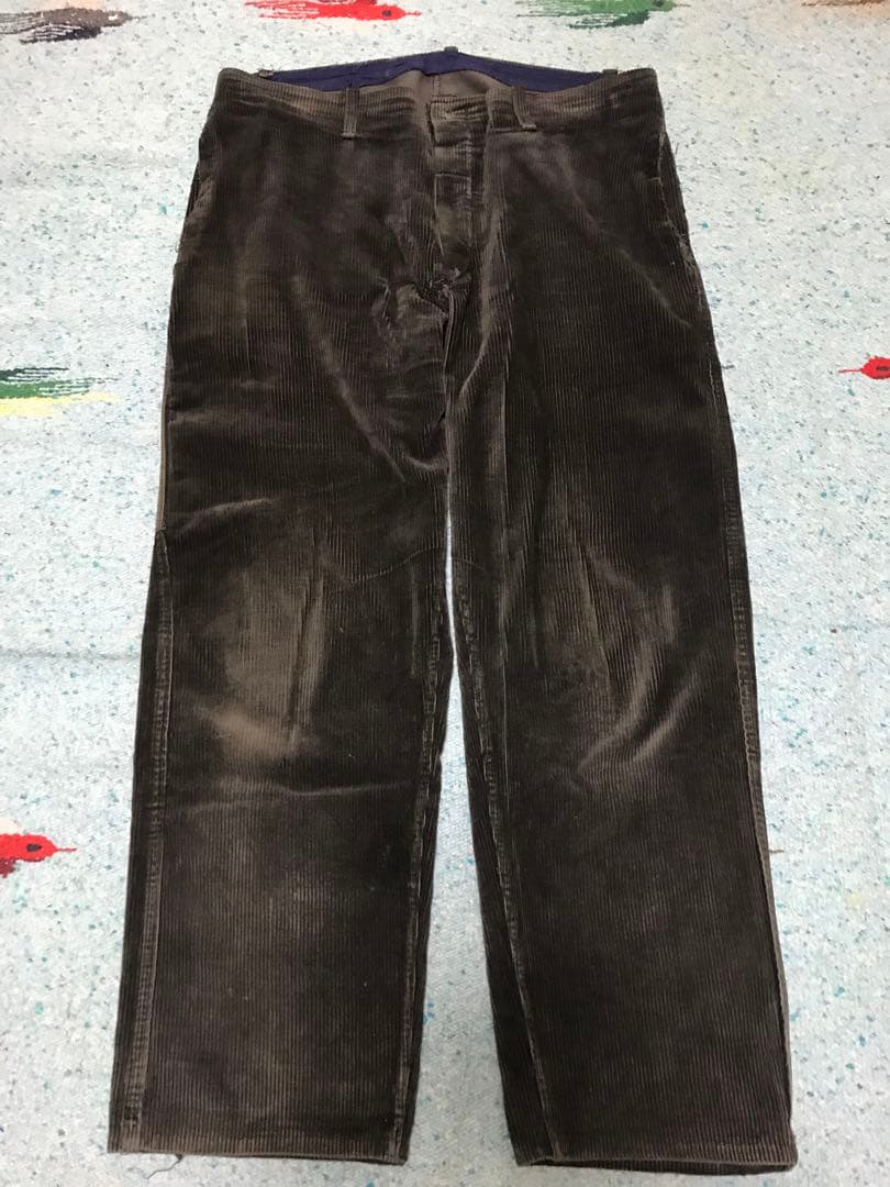 40s ブラック フェード 太畝 黒コーデュロイ ワークパンツ フランス ユーロ