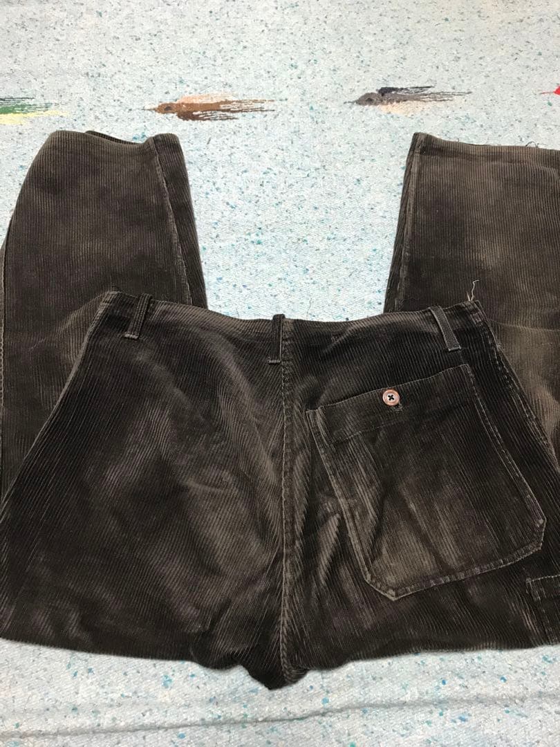 40s ブラック フェード 太畝 黒コーデュロイ ワークパンツ フランス ユーロ
