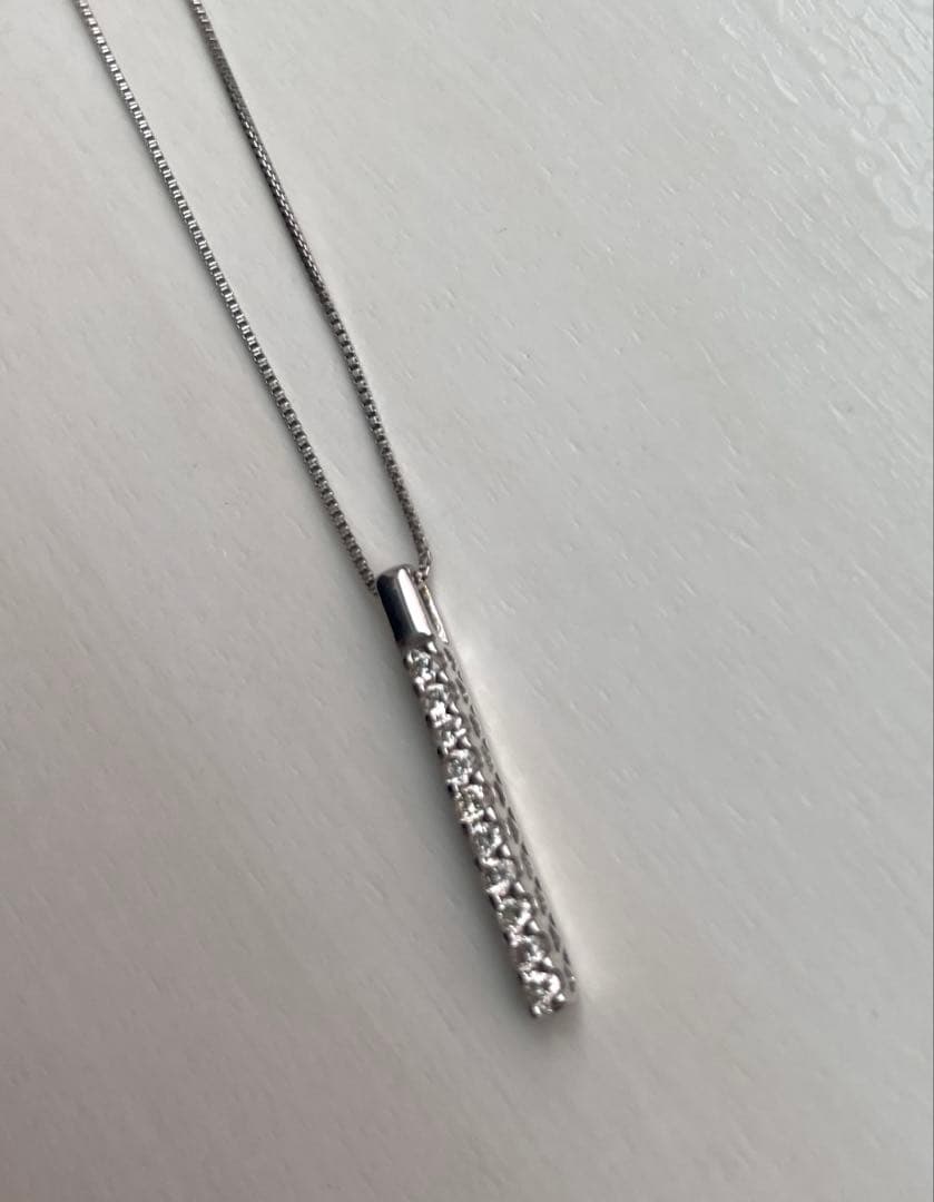 K18WG ダイヤモンド　バーデザイン　45cmネックレス