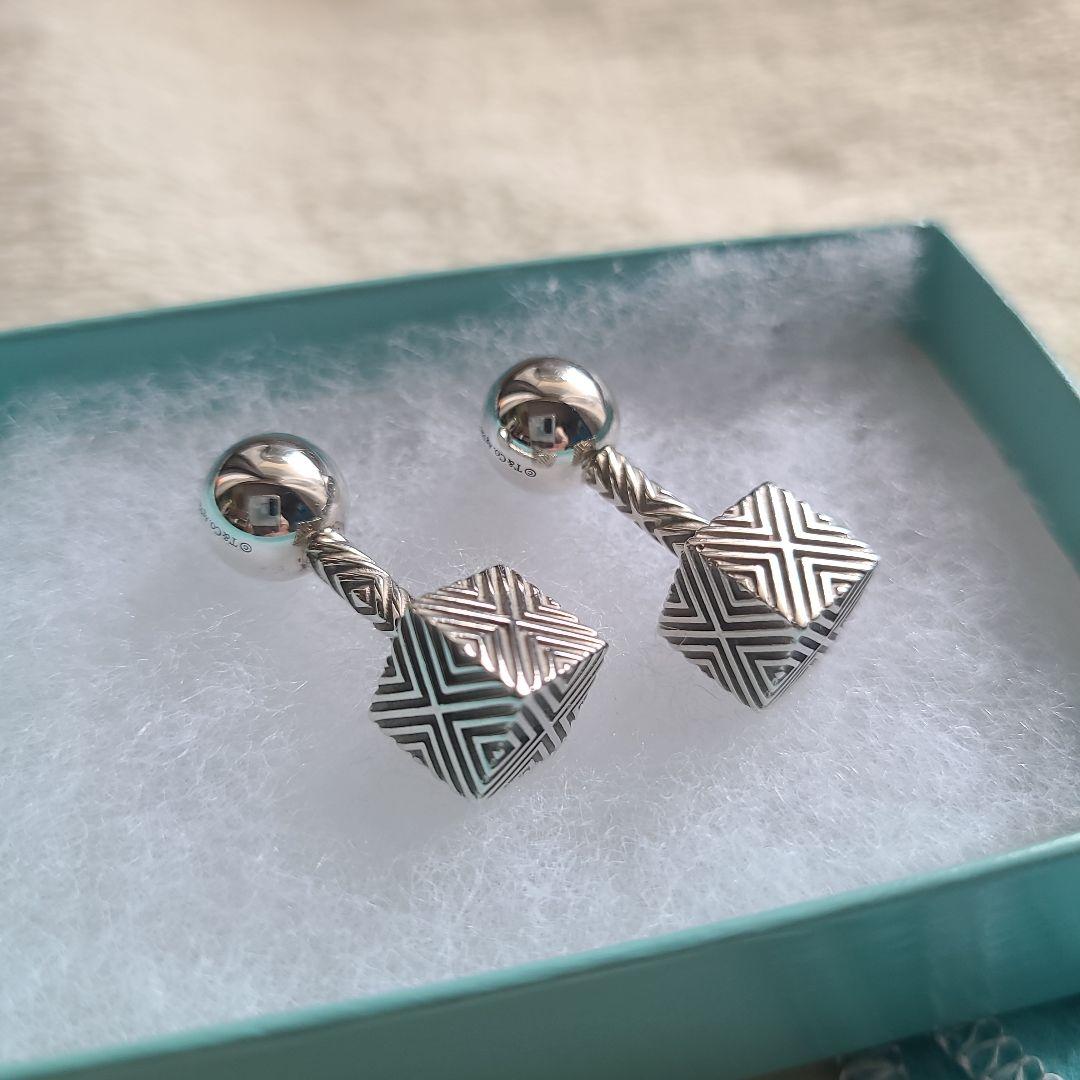 ティファニー テクスチャード　キューブ　Ag925 カフス