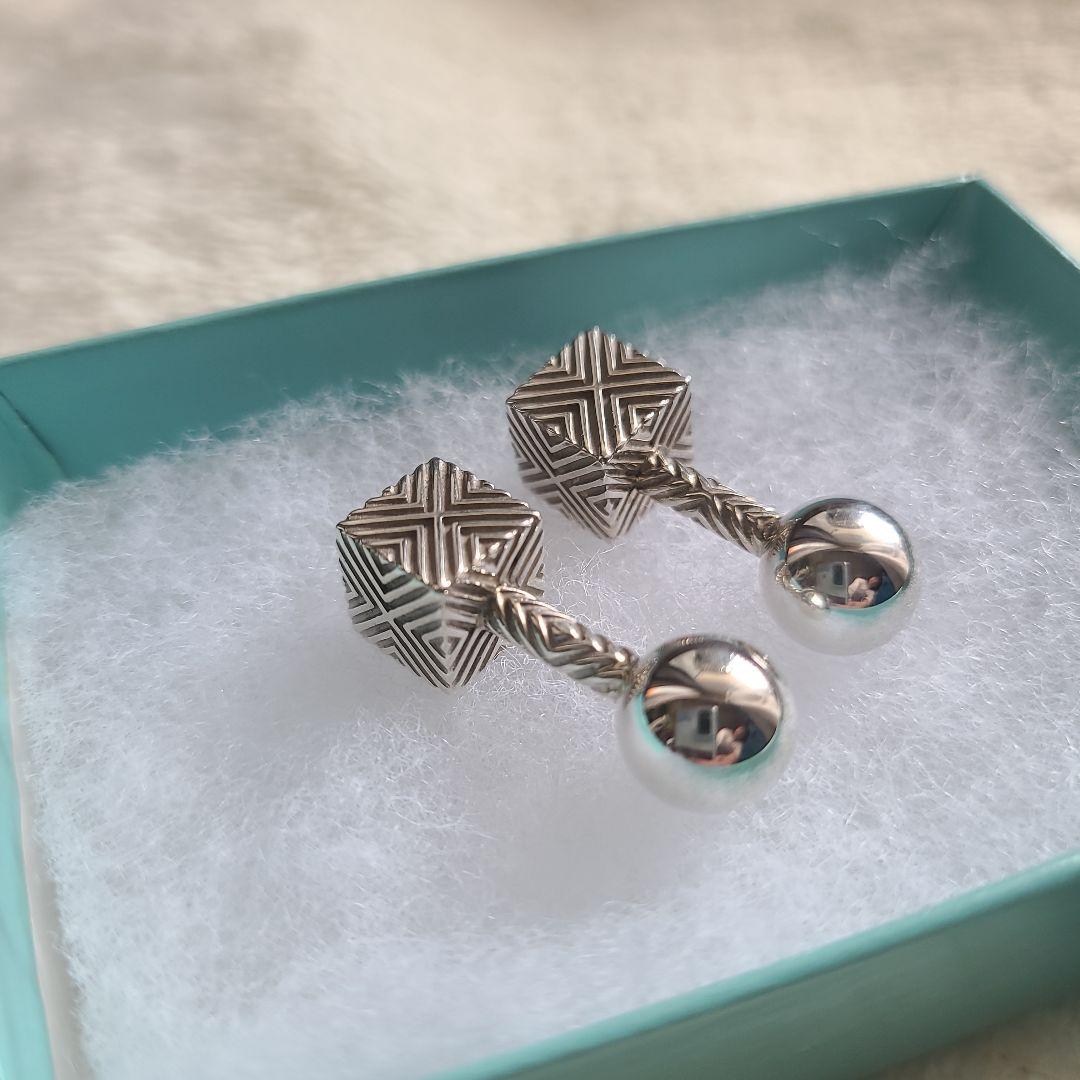 ティファニー テクスチャード　キューブ　Ag925 カフス