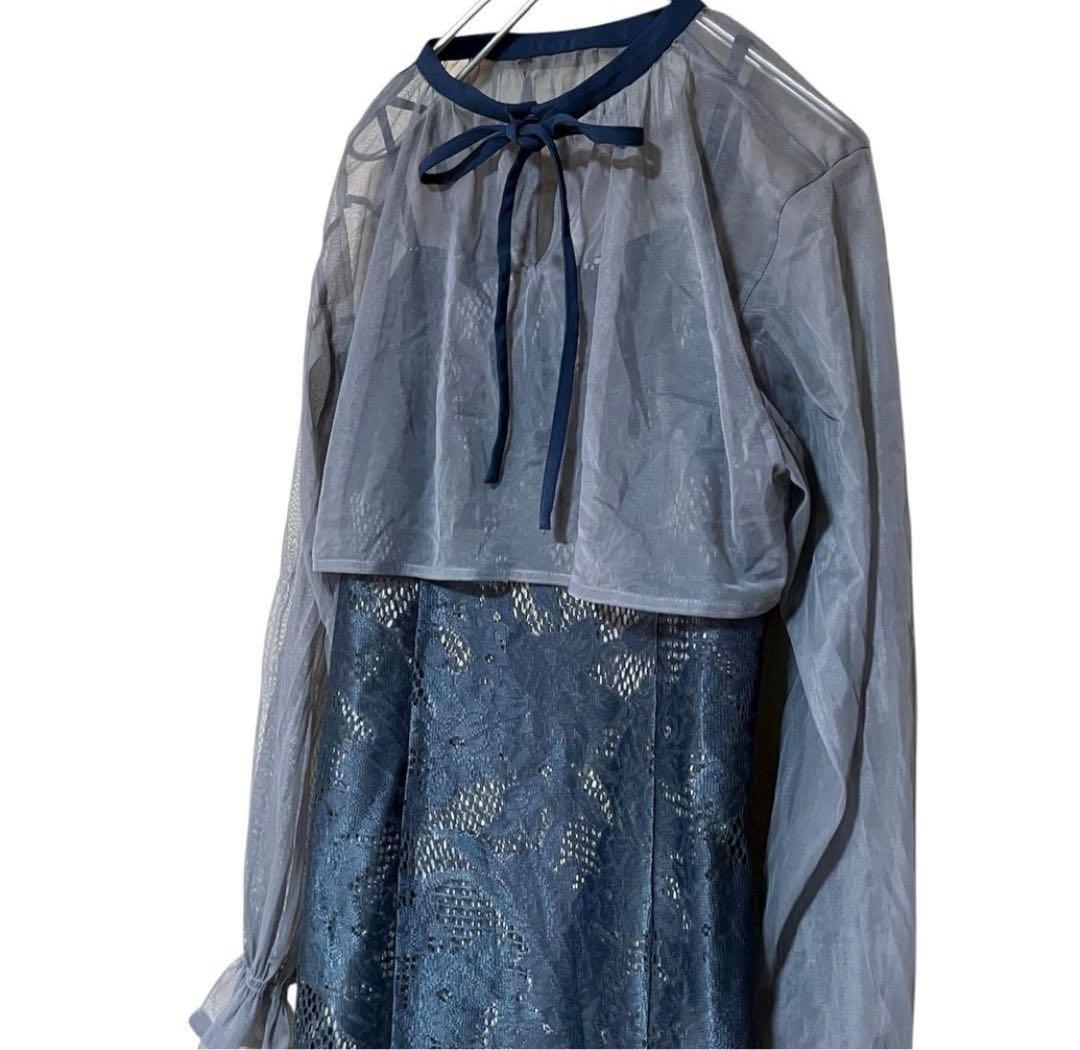 DorryDollシフォンボレロセット メニーウエイドレス　アビスブルー　M