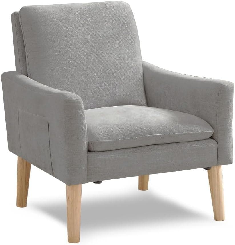 490 【URBAN】マイクロポケットコイルソファ収納ポケット付き1人掛けグレー