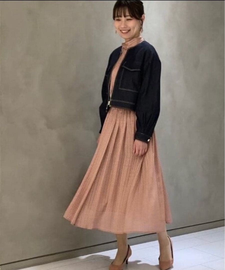 アナイ●極美品●22SS 近年モデル シルク混ノーカラーデニムジップブルゾン M