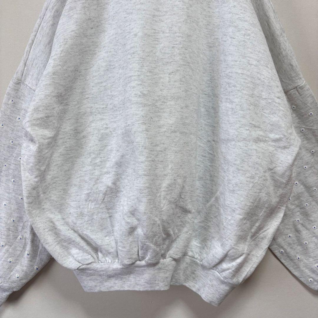 USAvintageアメリカ古着発泡プリントくまちゃんりんごお花襟付きスウェット