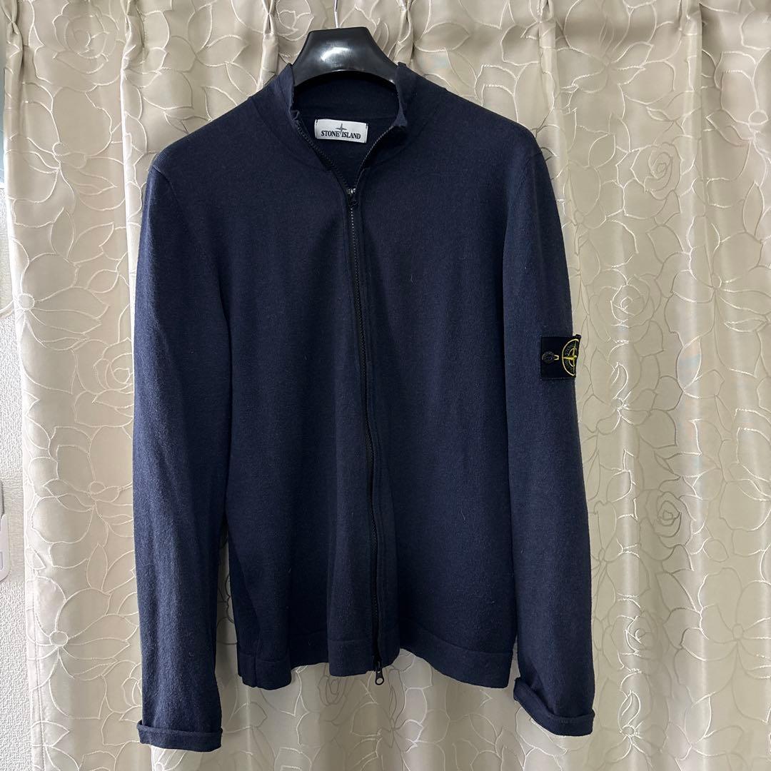 STONE  ネイビー ダブルジップアップセーター