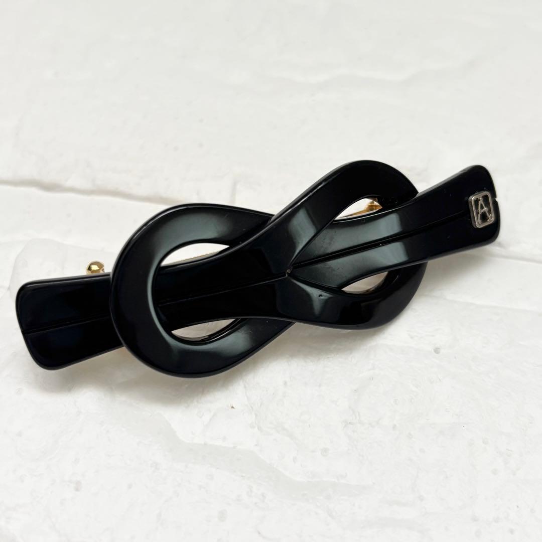 【美品】アレクサンドル ドゥ パリ バレッタ ブラック　ループ　リボン風