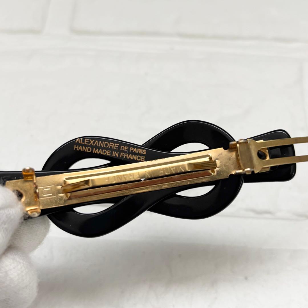 【美品】アレクサンドル ドゥ パリ バレッタ ブラック　ループ　リボン風
